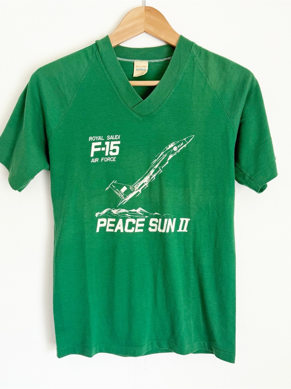 Vtg Royal Saudi F-15 Air Force Peace Sun II Graphic T Shirt Military Gulf Coast